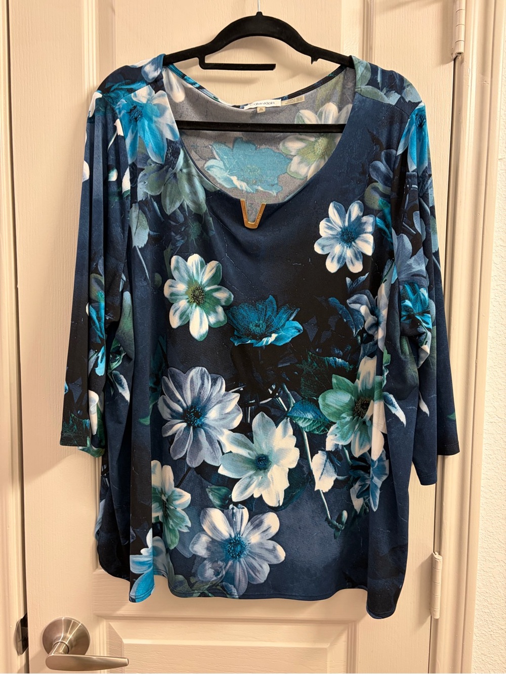 Calvin Klein Navy Blue Floral Long Sleeve Tee